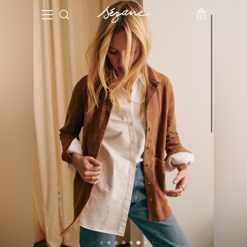 Sezane Will Jacket in camel suede